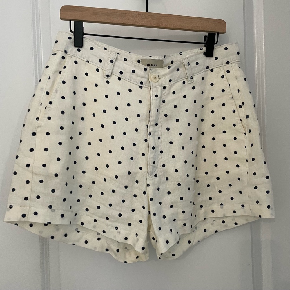 DL1961 Cream Linen Polka Dot Shorts - Picture 2 of 8